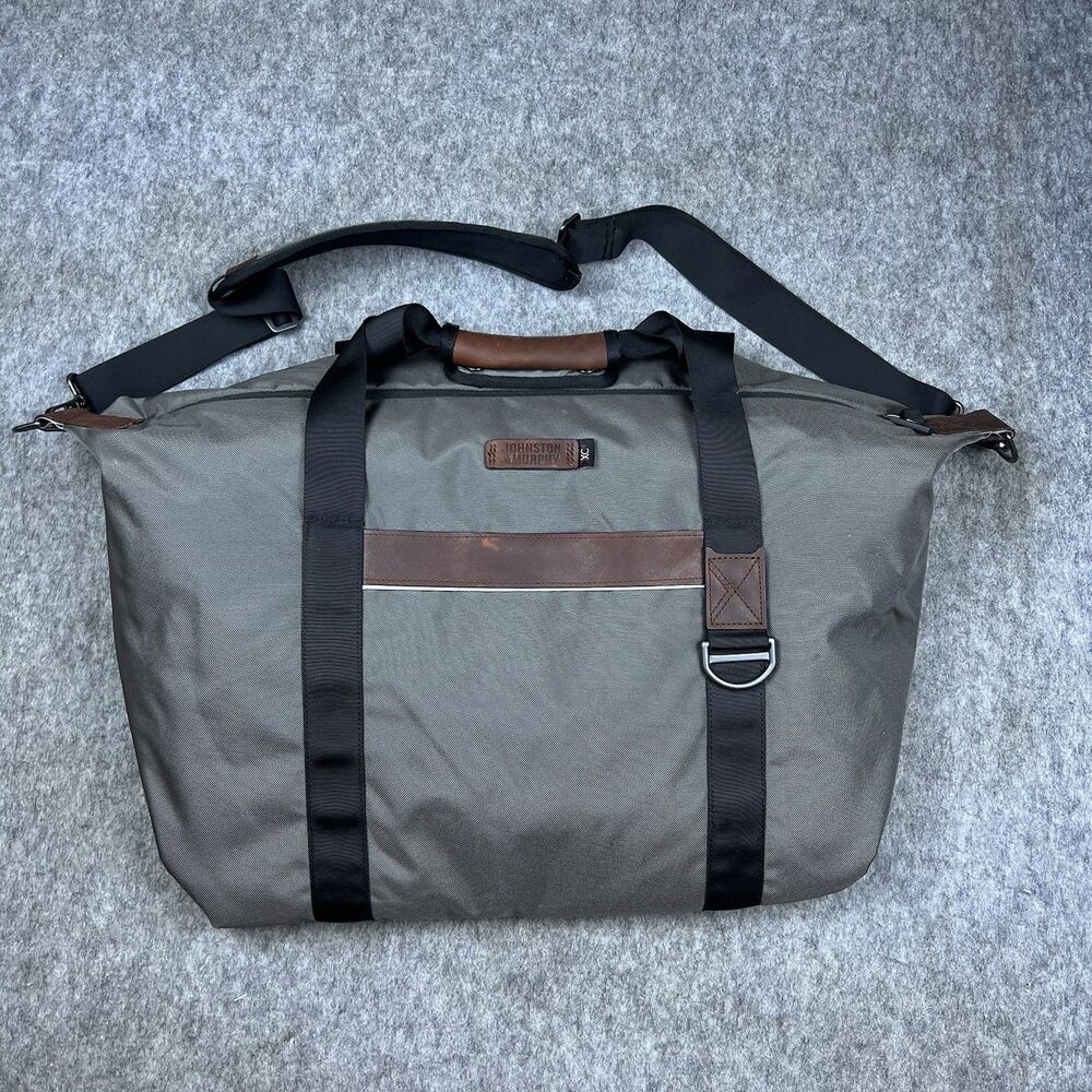 Johnston & Murphy Men's Gray Woven Weekender Business Duffle Travel Bag